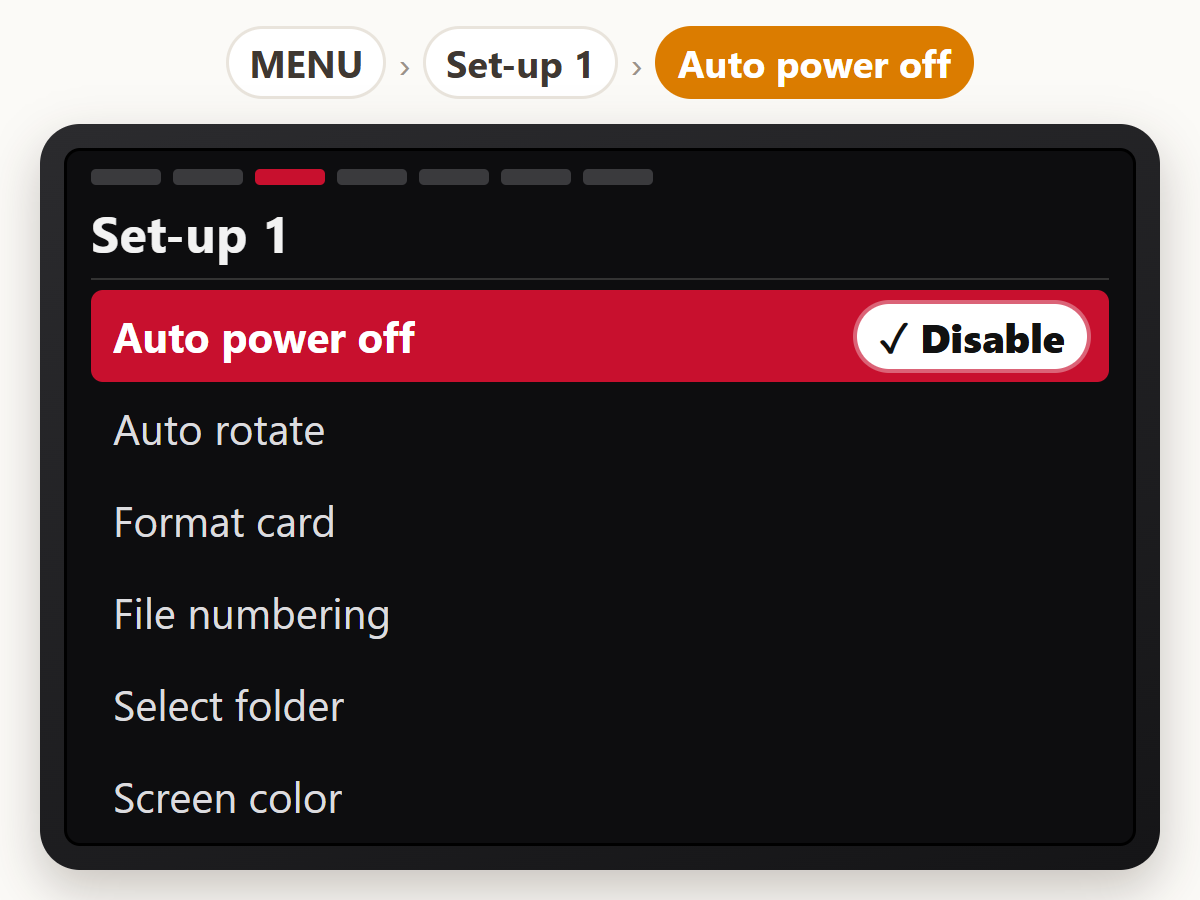 Disable auto power off