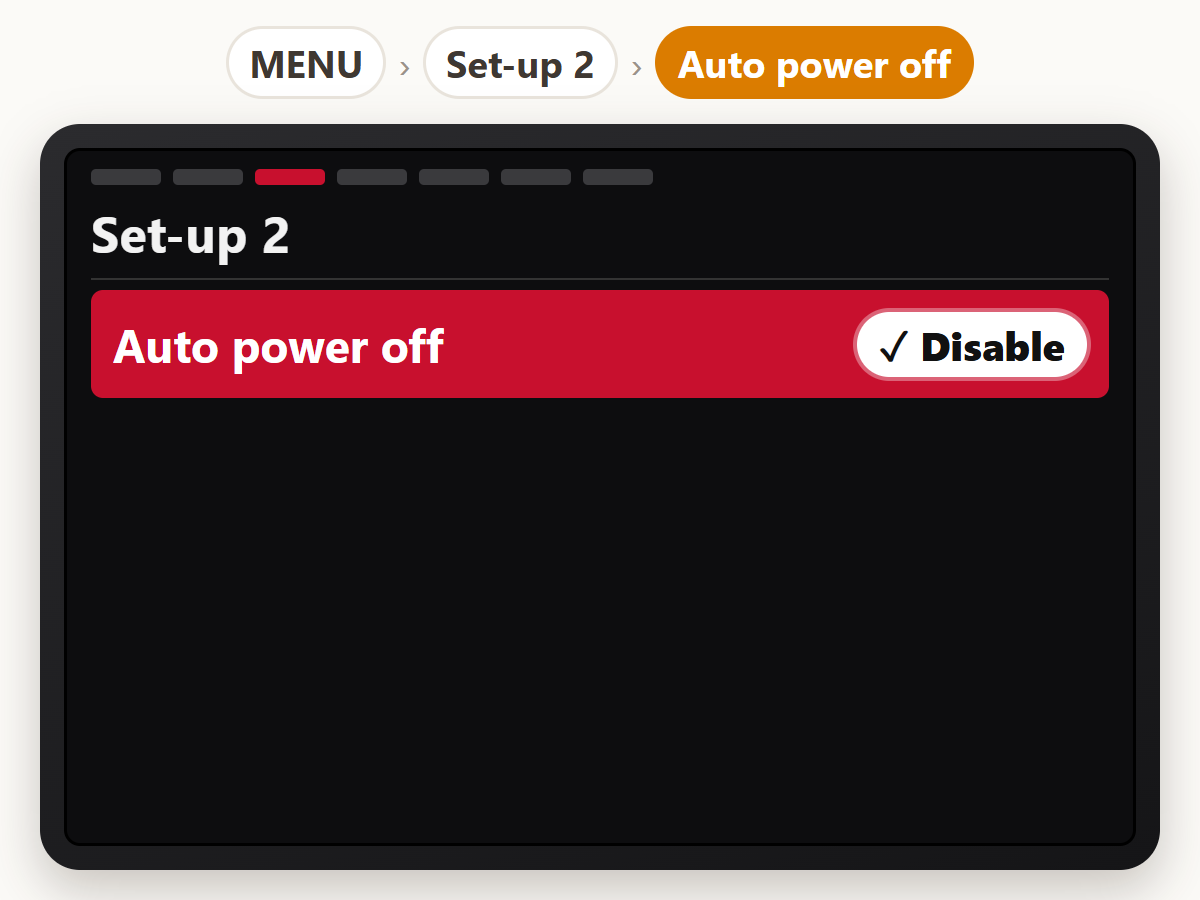 Disable auto power off