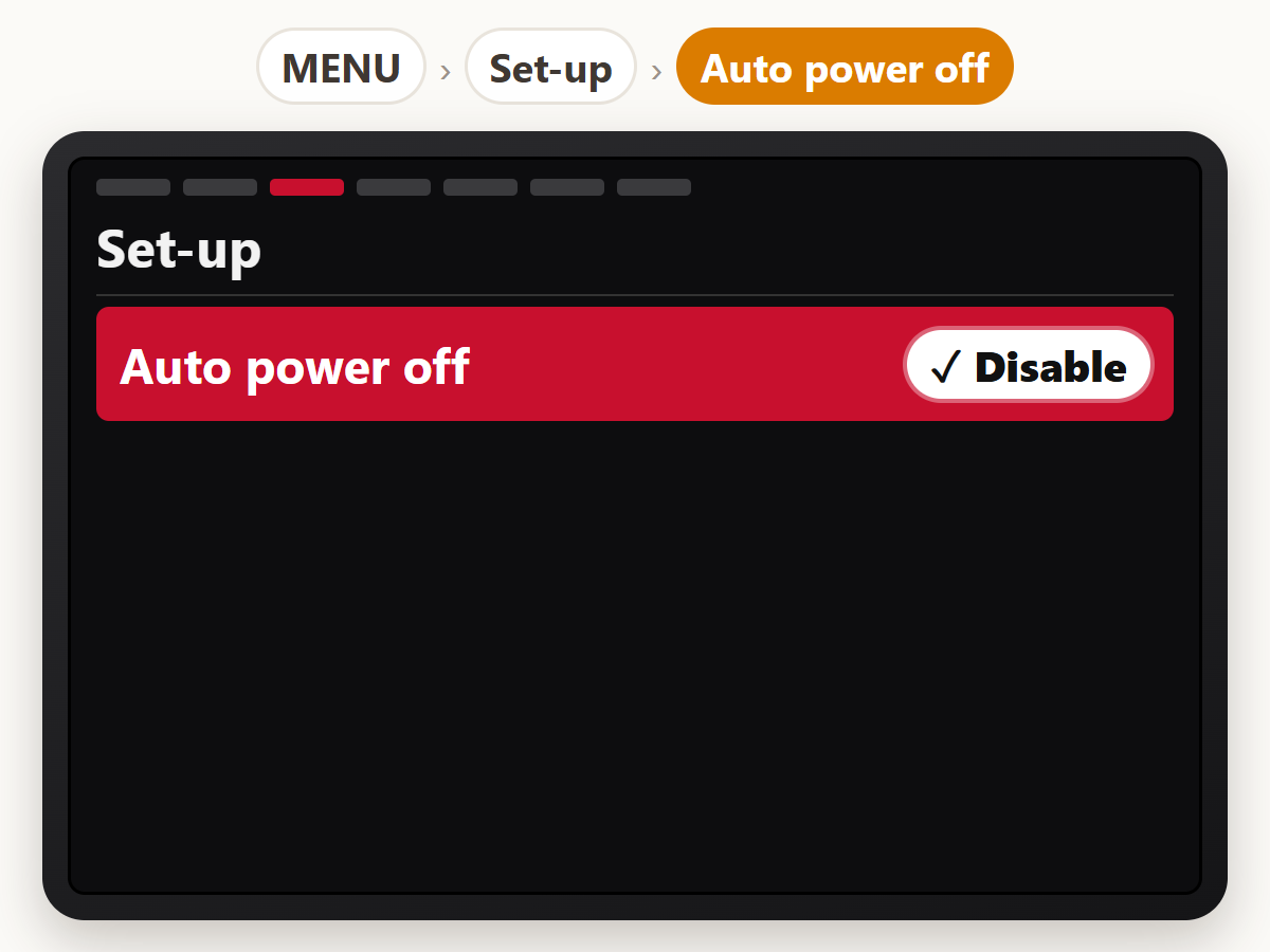 Disable auto power off