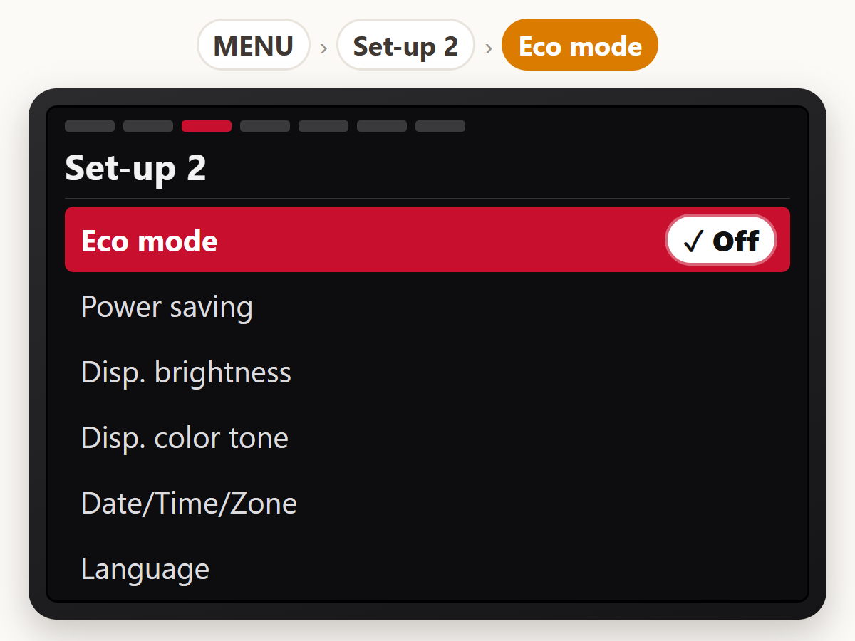 Switch Eco mode off