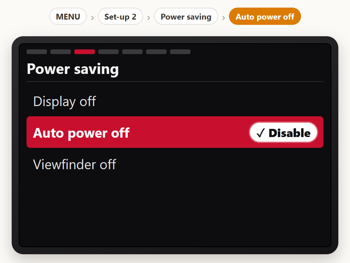 Disable auto power off