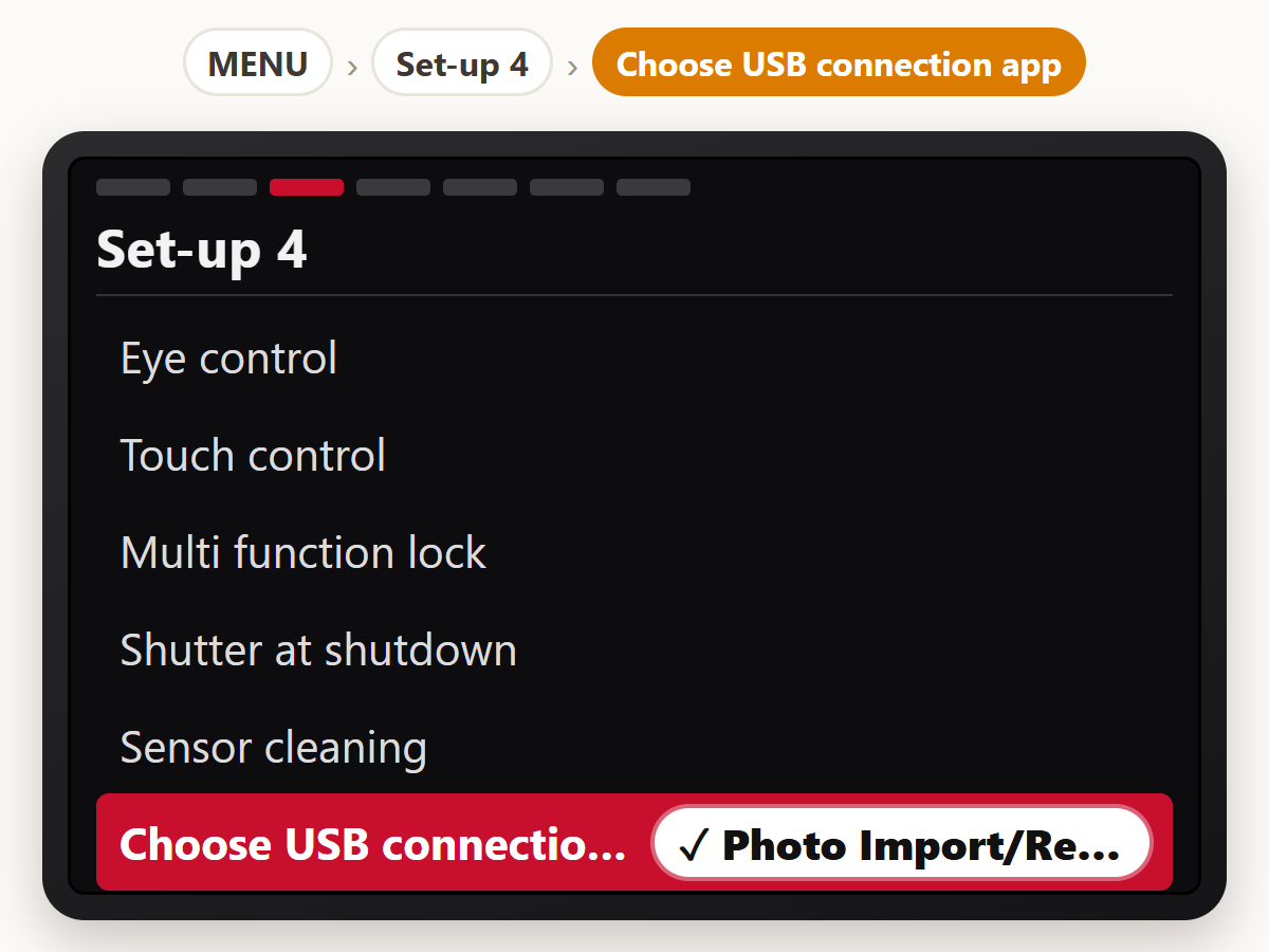 Choose the USB connection app