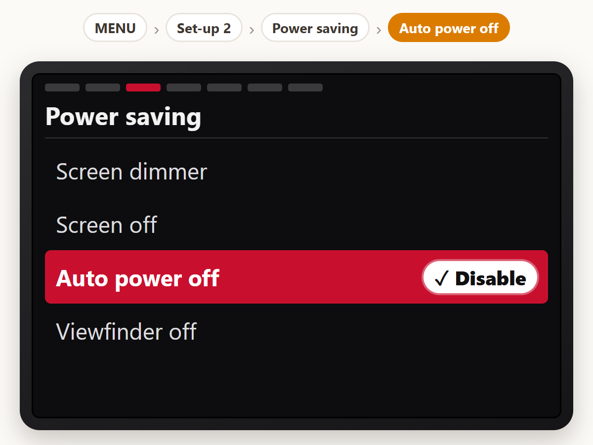 Disable auto power off