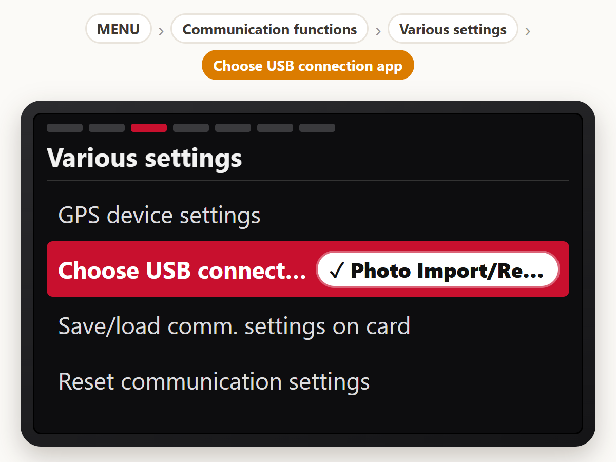 Choose the USB connection app