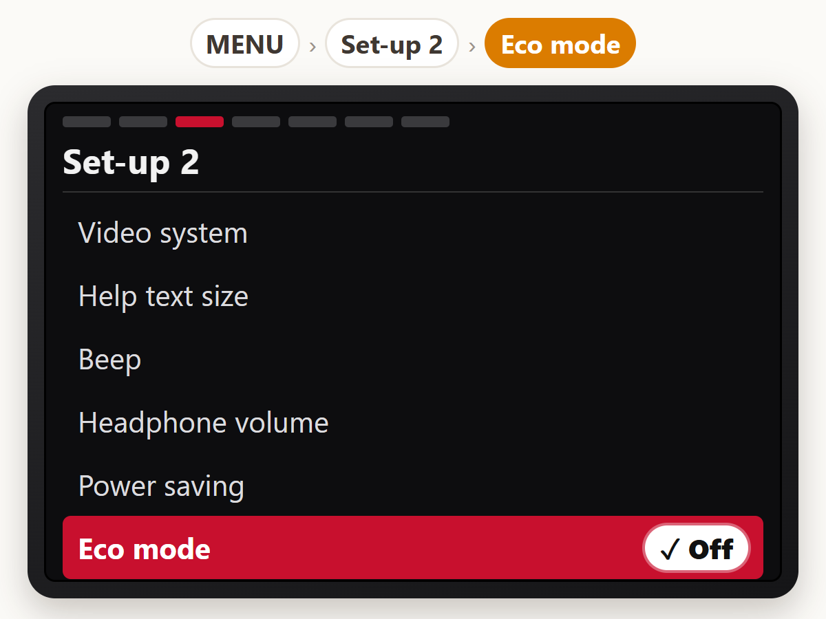 Switch Eco mode off