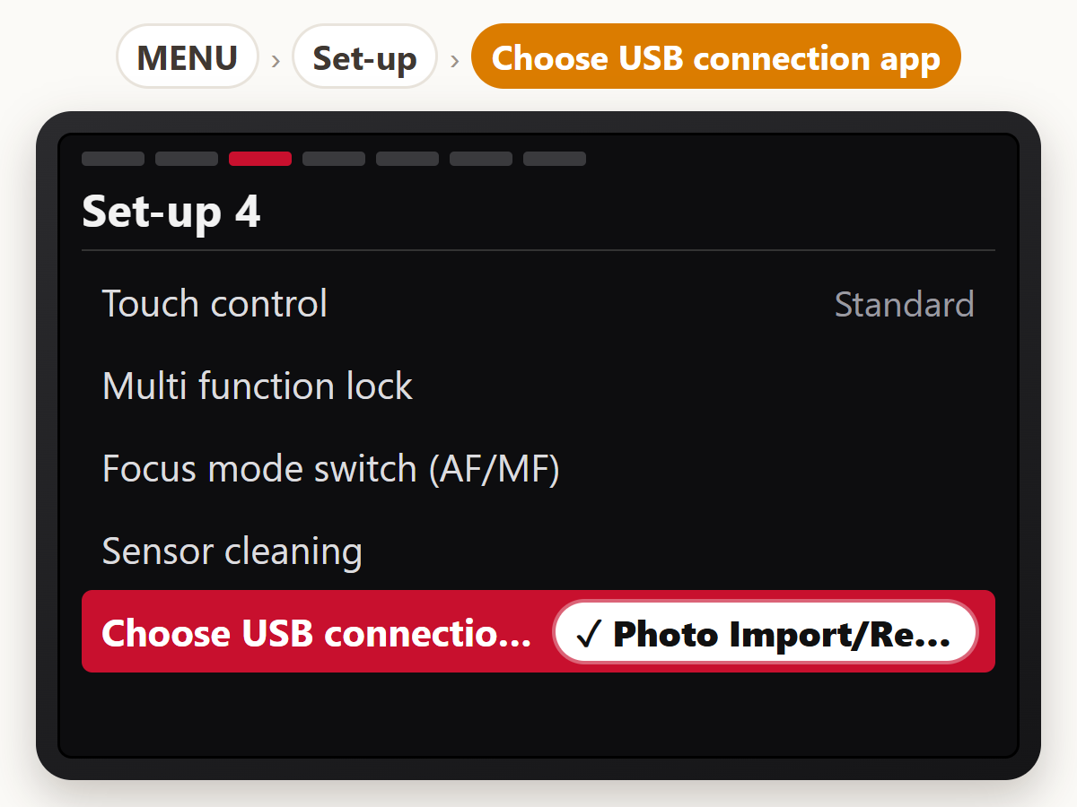 Choose the USB connection app