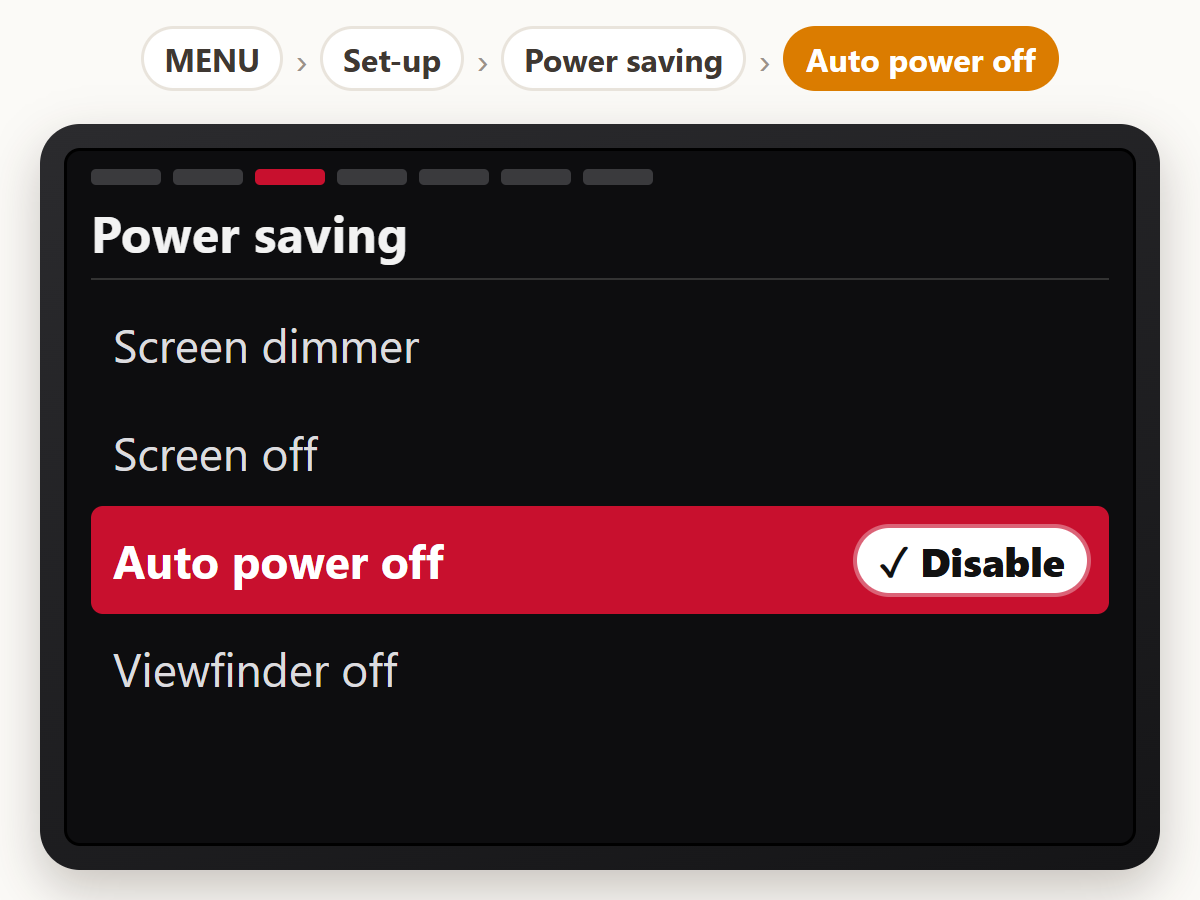 Disable auto power off