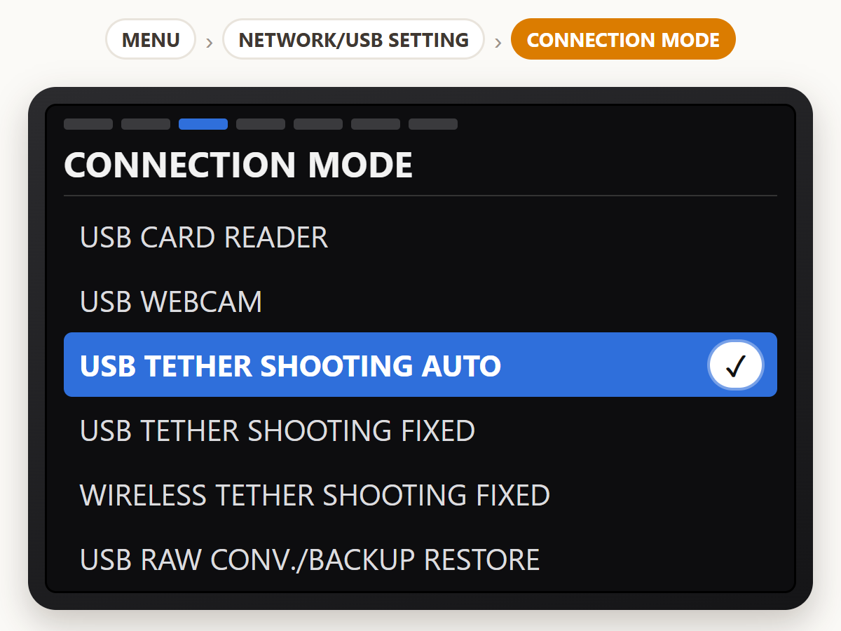 Choose USB tether mode