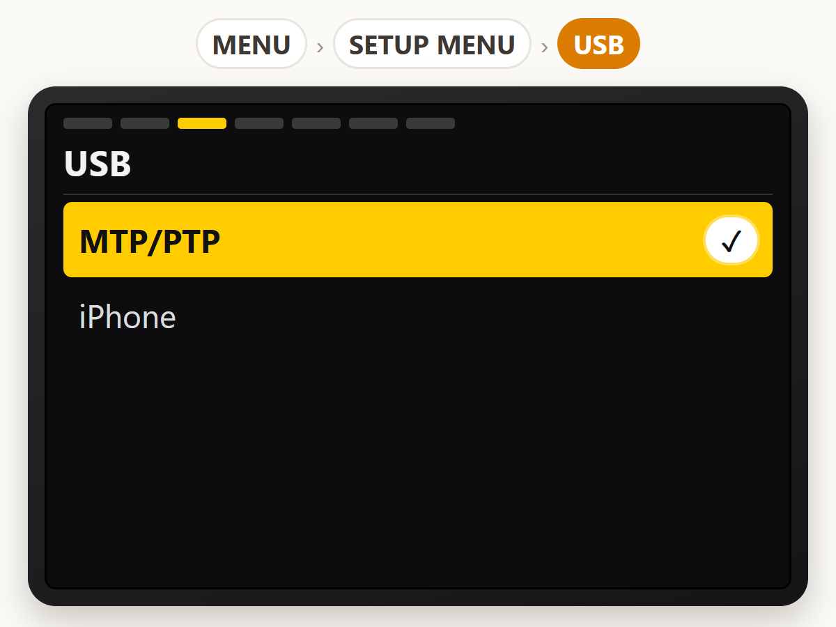 Set USB to MTP/PTP