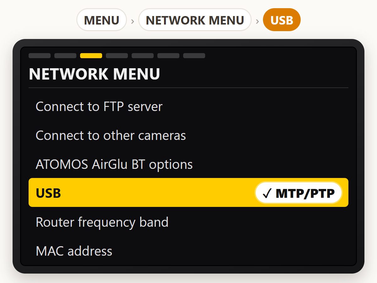 Set USB to MTP/PTP
