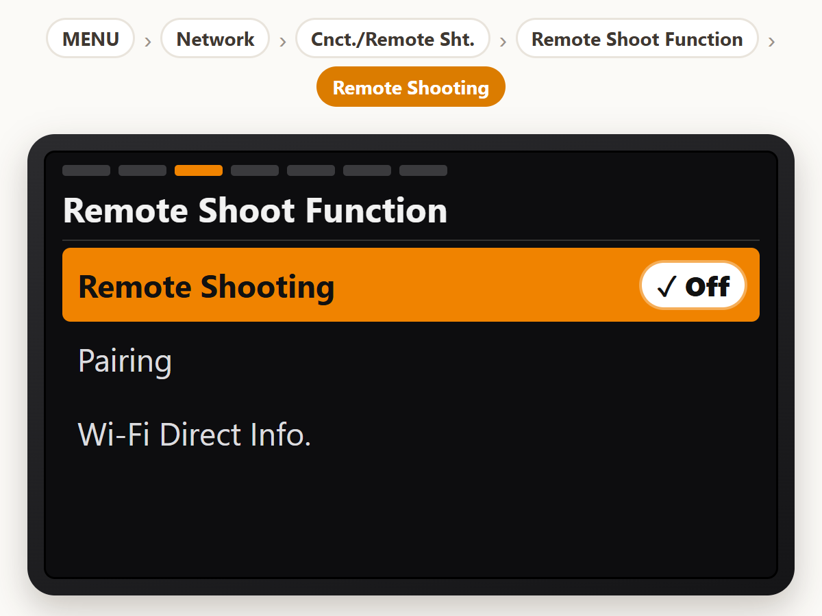 Turn off Wi-Fi remote shooting