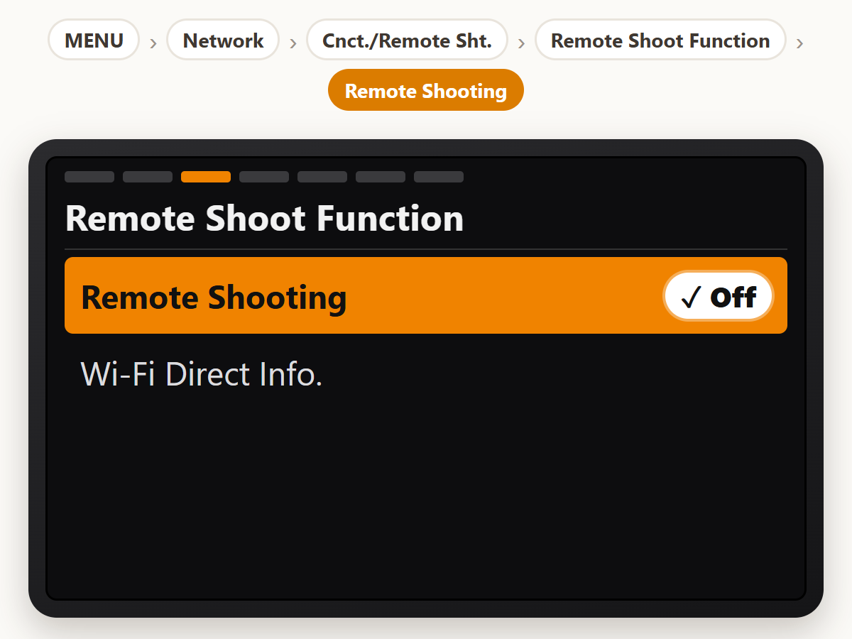 Turn off Wi-Fi remote shooting