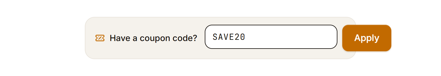 The coupon box on the VowPix home page