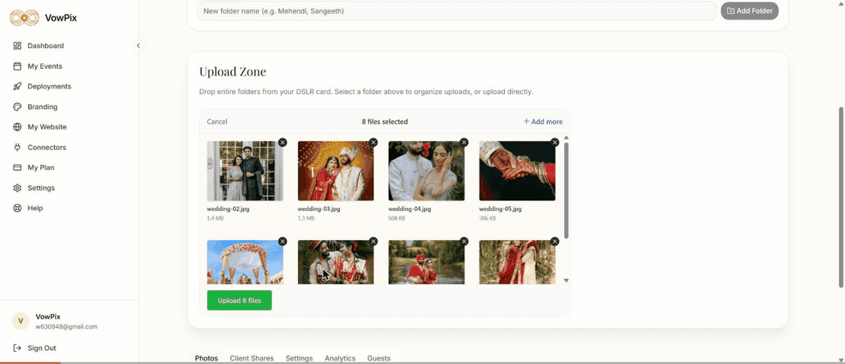 Uploading photos